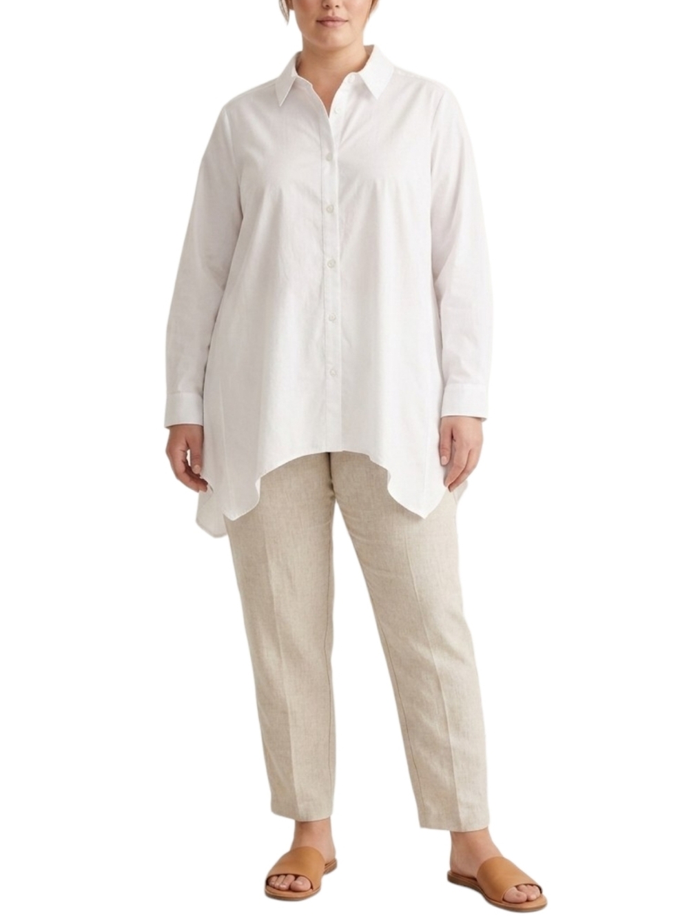Premise White Long-Sleeve Cotton Blend Button Down Shirt Office Work Size XL